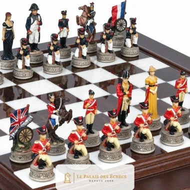 Piezas Batalla de Waterloo en detalle, soldados y banderas pintados
