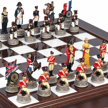 Piezas Batalla de Waterloo en detalle, soldados y banderas pintados