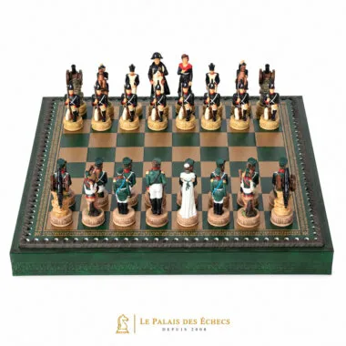 Set Napoleón Campaña de Rusia IV, piezas de resina sobre tablero verde, vista frontal