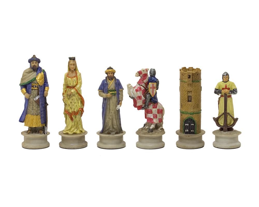  Grandes Tiempos Medievales Cruzadas Rojo y Azul Bustos Ajedrez  Hombres Set - NO Board : Juguetes y Juegos