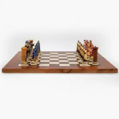 Tablero de ajedrez de madera de olmo y brezo pintado a mano y juego de ajedrez de resina - Imagen 5