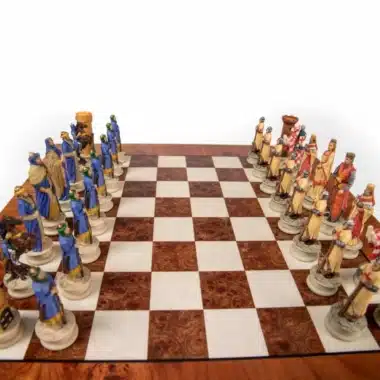 Tablero de ajedrez de madera de olmo y brezo pintado a mano y juego de ajedrez de resina - Imagen 2