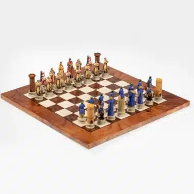 Tablero de ajedrez de madera de olmo y brezo pintado a mano y juego de ajedrez de resina - Imagen 4