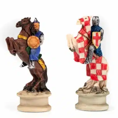 Tablero de ajedrez de madera de olmo y brezo pintado a mano y juego de ajedrez de resina - Imagen 14