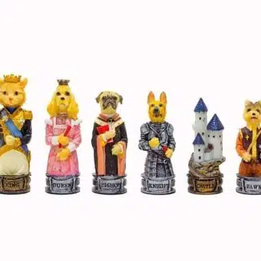 Juego de ajedrez de resina "Perros contra gatos