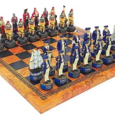 Juego "Piratas" Tablero de ajedrez de cuero artificial y juego de ajedrez de resina
