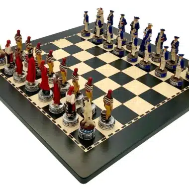 Piratas II Tablero de ajedrez de madera y juego de ajedrez de resina pintado a mano