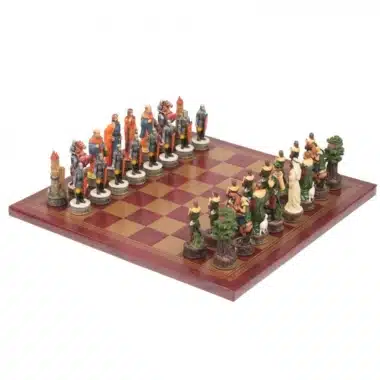 Juego de ajedrez de polipiel Robin Hood y juego de ajedrez de resina pintado a mano