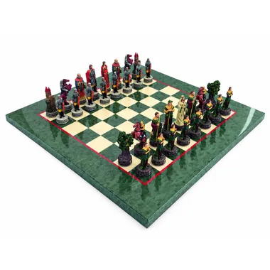 Juego Robin Hood II, tablero de ajedrez de arce y brezo con piezas pintadas