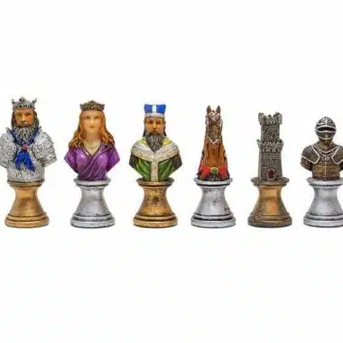 Conjunto Busto Medieval Tablero de Ajedrez de Madera de Arce y Nogal & Juego de Ajedrez Resina Pintada a Mano - Imagen 4