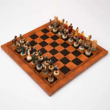 Tablero de ajedrez de la guerra de Troya y juego de ajedrez de resina pintado a mano