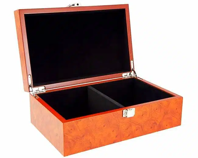Caja de almacenamiento de chapa de madera de raíz (altura del rey = 8,8 cm)