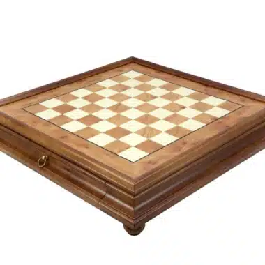 Tablero de Ajedrez en Madera de Brezo y Olmo con Cajón de Almacenamiento