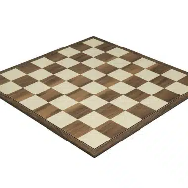 Tablero de ajedrez plegable de nogal y arce, vista superior desplegado