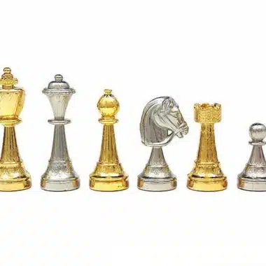 Juego de ajedrez de metal chapado en oro y plata "Flor clásica