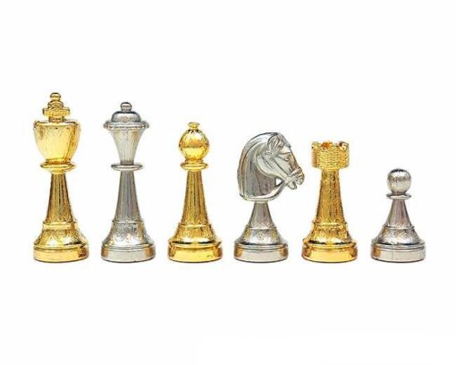 Juego de ajedrez de metal chapado en oro y plata "Flor clásica