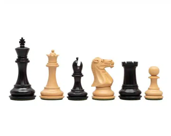 Juego de ajedrez Windsor en madera de ébano, serie completa alineada
