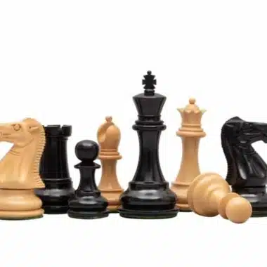 Juego de ajedrez Windsor en madera de ébano, piezas dispuestas en abanico