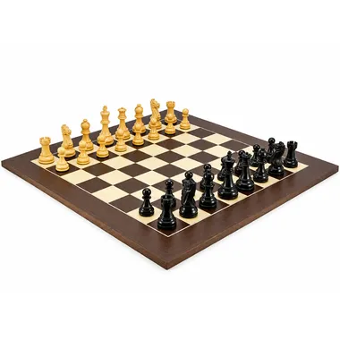 Juego de ajedrez Frankfurt completo con tablero de wenge y piezas de boj