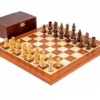 Tablero de ajedrez de caoba y arce, juego de ajedrez de palisandro y boj y caja de almacenamiento de madera de abedul