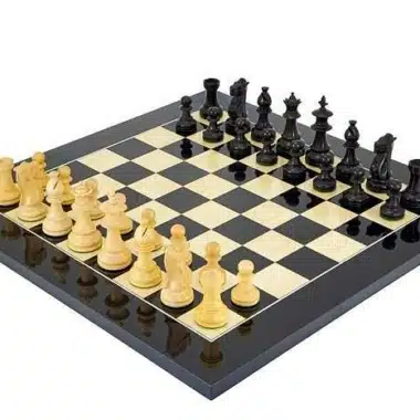 Conjunto Flor Negra Tablero de Ajedrez de Madera de Arce & Juego de Ajedrez de Madera de Boxwood