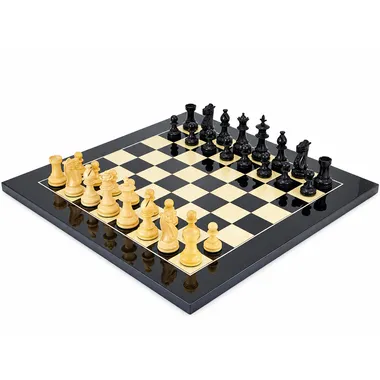 Juego de ajedrez completo Fleur Noire con tablero de arce y piezas de boj