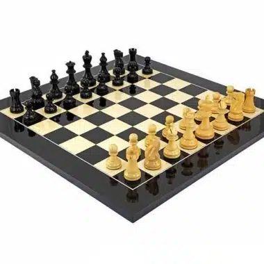Tablero de ajedrez de madera de arce "Atlantic Gloss" y juego de ajedrez de madera