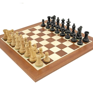 Conjunto Flor Real Tablero de Ajedrez de Madera de Caoba y Arce, Juego de Ajedrez de Madera de Bujes Ebonizados
