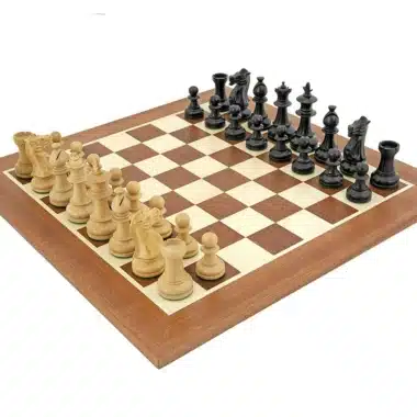 Conjunto Flor Real Tablero de Ajedrez de Madera de Caoba y Arce, Juego de Ajedrez de Madera de Bujes Ebonizados