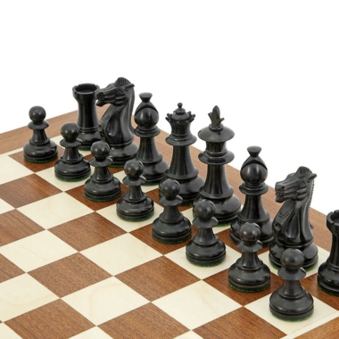 Alternative view of Conjunto Flor Real Tablero de Ajedrez de Madera de Caoba y Arce, Juego de Ajedrez de Madera de Bujes Ebonizados