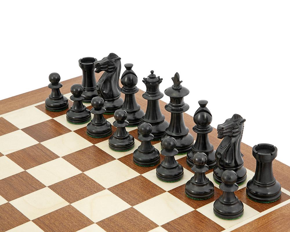 Conjunto Flor Real Tablero de Ajedrez de Madera de Caoba y Arce, Juego de Ajedrez de Madera de Bujes Ebonizados - Imagen 2