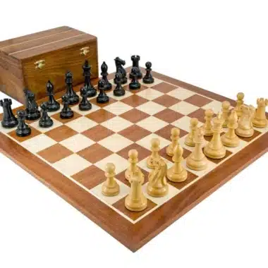 Set Competition completo: piezas de madera, tablero y caja de madera de palisandro