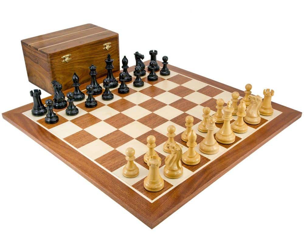 Juego de ajedrez de madera con piezas y Caja de almacenamiento "roble" 14" 