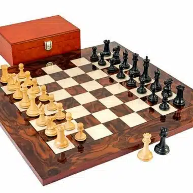 Conjunto Soberano Tablero de Ajedrez de Madera y Raíz de Arce, Juego de Ajedrez de Madera de Ébano y Caja de Almacenamiento de Raíz de Chapado