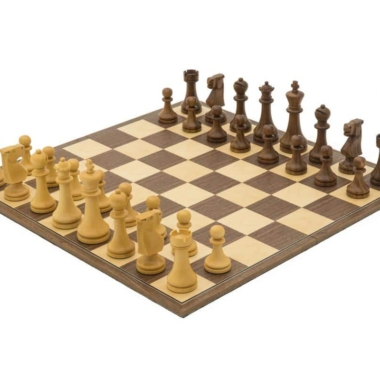 Conjunto Fundador Tablero de Ajedrez Plegable en Madera de Nogal y Arce & Juego de Ajedrez en Madera de Rosa Dorado