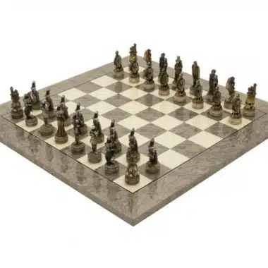 Conjunto Dark Fantasy Tablero de Ajedrez de Madera de Fresno Gris y Juego de Ajedrez de Resina