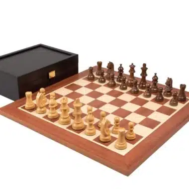 Juego de ajedrez de caoba para novatos, juego de ajedrez de acacia y boj y caja de almacenamiento de wengué