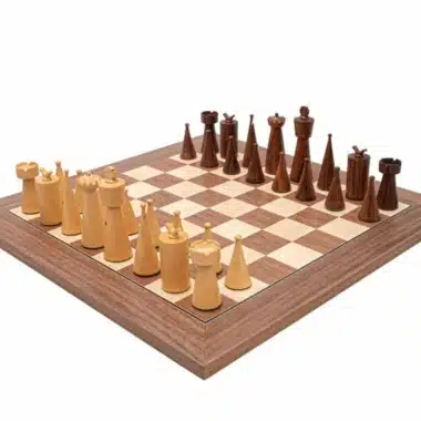 Tablero de ajedrez de arce y nogal Art Deco II y juego de ajedrez de palisandro