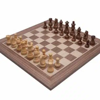 Juego de ajedrez para principiantes de madera de acacia II y tablero de ajedrez de madera de nogal