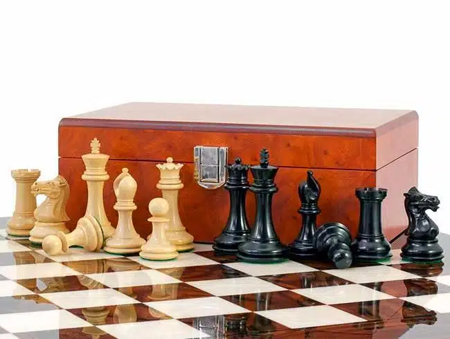 Conjunto Soberano Tablero de Ajedrez de Madera y Raíz de Arce, Juego de Ajedrez de Madera de Ébano y Caja de Almacenamiento de Raíz de Chapado - Imagen 4
