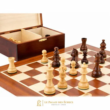 Tablero de ajedrez de caoba y arce, juego de ajedrez de palisandro y boj y caja de almacenamiento de madera de abedul