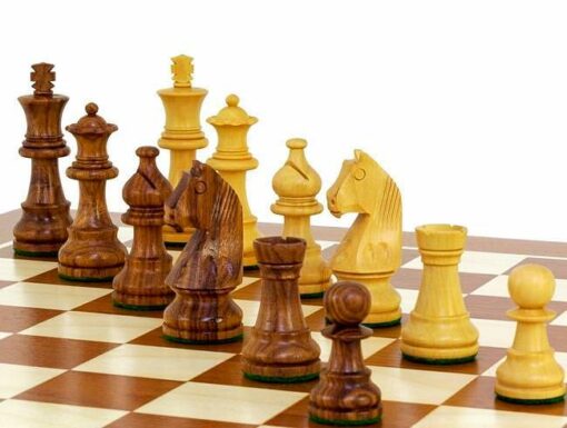 Tablero de ajedrez de caoba y arce, juego de ajedrez de palisandro y boj y caja de almacenamiento de madera de abedul