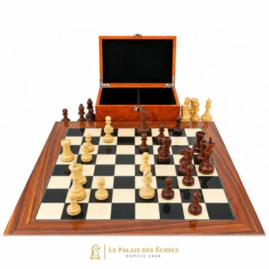 Juego de ajedrez "Supreme" de palosanto, juego de ajedrez de palosanto y boj y caja de almacenamiento de madera de raíz