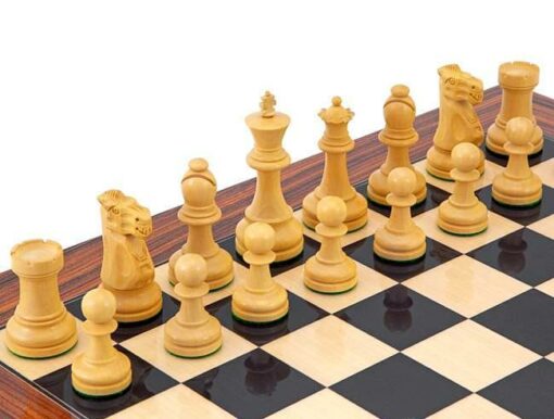 Juego de ajedrez "Supreme" de palosanto, juego de ajedrez de palosanto y boj y caja de almacenamiento de madera de raíz