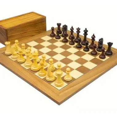 Juego de ajedrez Sheffield I completo con tablero de nogal y caja de almacenamiento