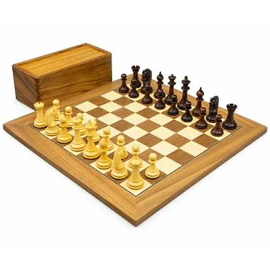 Juego de ajedrez Sheffield I completo con tablero de nogal y caja de almacenamiento