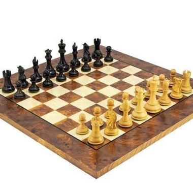 Conjunto Siciliano II Tablero de Ajedrez de Madera de Brezo y Olmo Laqueado Satinado & Juego de Ajedrez de Madera de Rosa