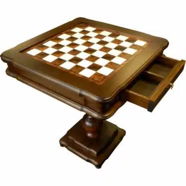 Alternative view of Mesa de ajedrez clásica y compartimento de almacenamiento en madera de brezo y haya