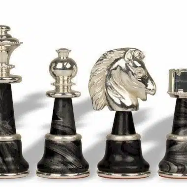 Juego de Ajedrez de Madera y Latón Macizo Chapado en Oro y Plata Staunton Fantasy XL - Imagen 4