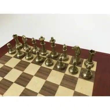 Lindo juego de ajedrez Flor XI con almacenamiento de madera de nogal y arce y juego de ajedrez de metal - Imagen 4